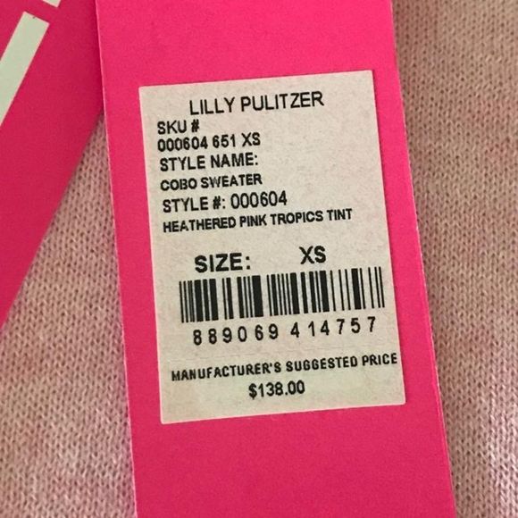 NWT’s Pink Cool knit Lily Pulitzer long sleeve top Cobo Sweater size XS - Picture 8 of 8